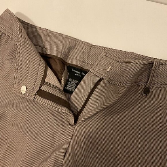 Brown Pin Striped Ankle Pants Petites 10P - Picture 6 of 10